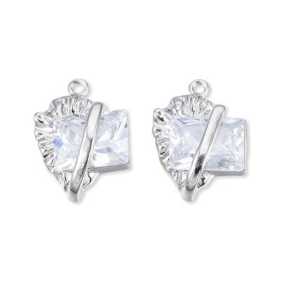 Brass Pave Clear Cubic Zirconia Pendants