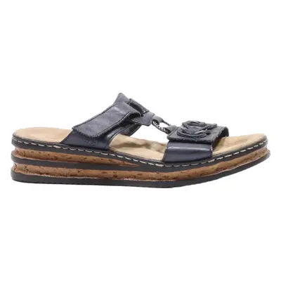 RIEKER Slider Sandals Blue Leather Womens UK 6
