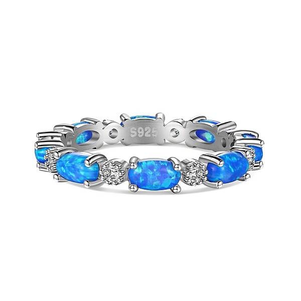 Oval Rhodium Plated 925 Sterling Silver Finger Rings