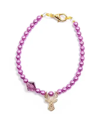 Deers Mini Braccialetto Con Perline Viola E Corna Di Cervo