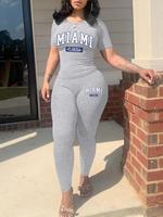 Two-piece Set Women's Plain Crop Top & Skinny Pants, Casual Fashion Cozy Breathable for Daily Wear, Ladies Summer Clothes, Tw...