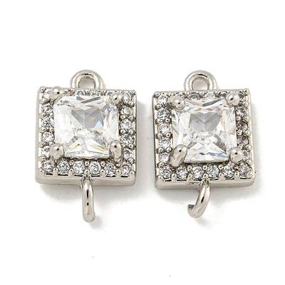 Brass Pave Clear Cubic Zirconia Connector Charms