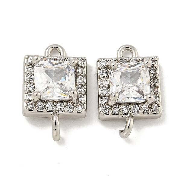 Brass Pave Clear Cubic Zirconia Connector Charms