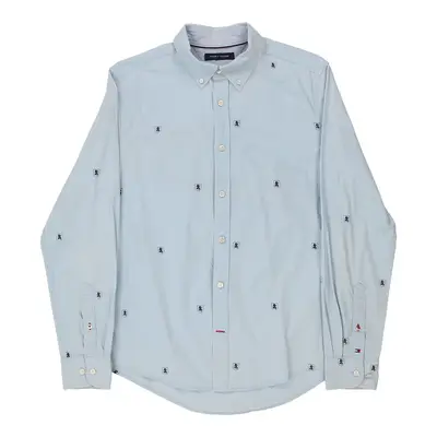 Tommy Hilfiger Patterned Shirt - Medium Blue Cotton