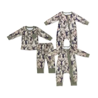 Kids & Baby Deer Hunting Pajamas: Soft Milk Silk Long Sleeve PJs + Cozy Romper | Toddler Nightwear Fashion Kids Pajamas