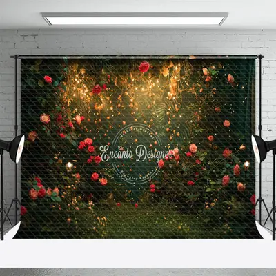 Dim Light Red Pink Rose Leaves Spring Photo Backdrop - Aperturee