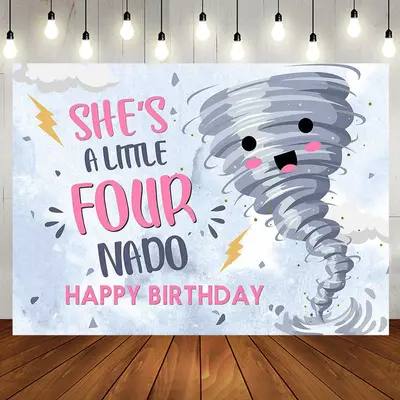 Shes A Little Fournado 4th Birthday Party Backdrop - Aperturee