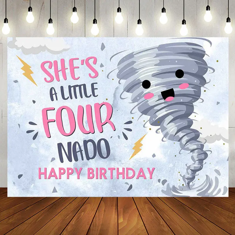 Shes A Little Fournado 4th Birthday Party Backdrop - Aperturee