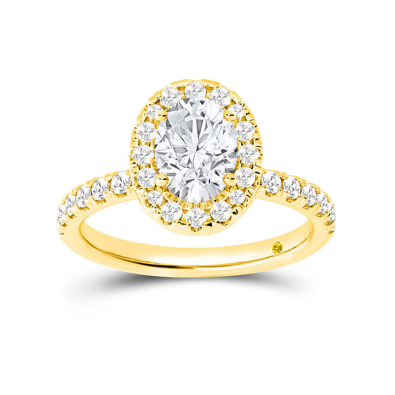 Eldra Pavé Set Oval Lab Created Halo Diamond Engagement Ring | 14K Yellow Gold 4 3/4 CT. TW.