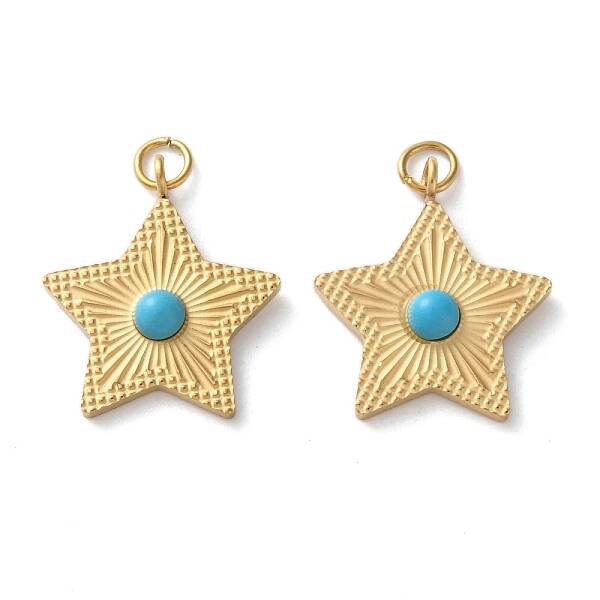 Synthetic Turquoise Star Pendants