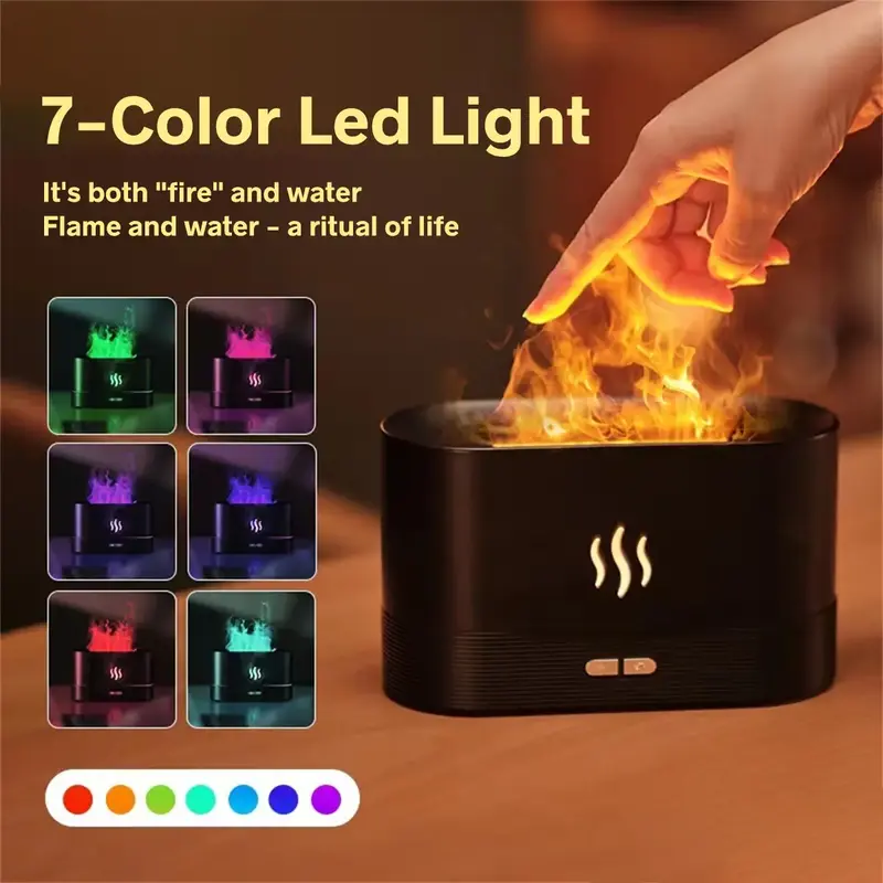 [Free/ship] Portable Humidifier Colorful Simulation Flame Shape Design Aromatherapy Diffusers Machine Automatic Shut-off func...