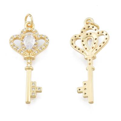 Brass Micro Pave Clear Cubic Zirconia Pendants