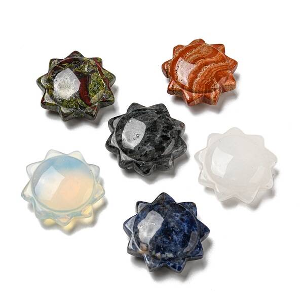 Natural & Synthetic Gemstone Carved Healing Sun Figurines