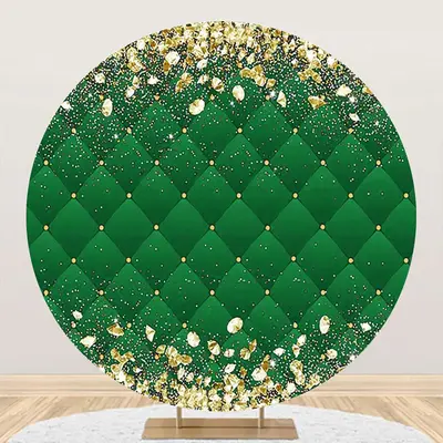 Aperturee Royal Green Gold Diamonds Round Birthday Backdrop - Aperturee