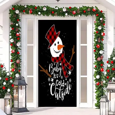 Baby Its Cold Outside Snowman Christmas Door Cover - Aperturee
