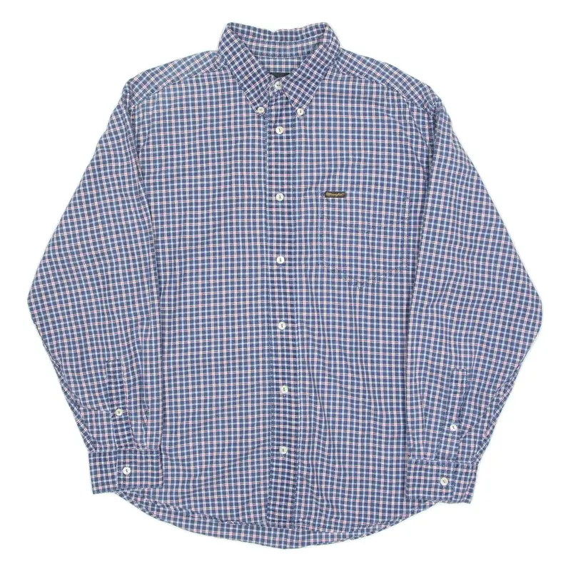 WRANGLER Mens Shirt Blue Check Long Sleeve M