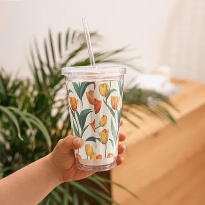 Tulip Tapestry - A Floral Sip of Joy