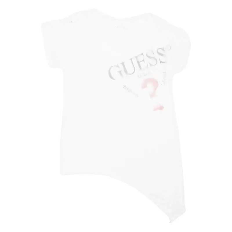 GUESS Asymmetrical Womens T-Shirt White Crew Neck S