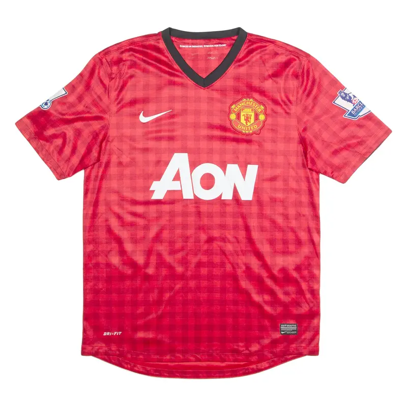 NIKE Manchester United Mens Football Shirt Jersey Red V-Neck L