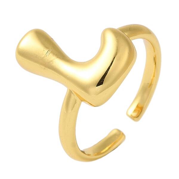Initials Brass Open Cuff Ring for Women