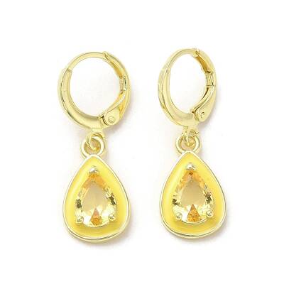 Teardrop Real 18K Gold Plated Brass Dangle Leverback Earrings