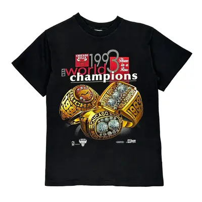 Single Stitch Chicago Bulls Salem Nba T-Shirt - Medium Black Cotton