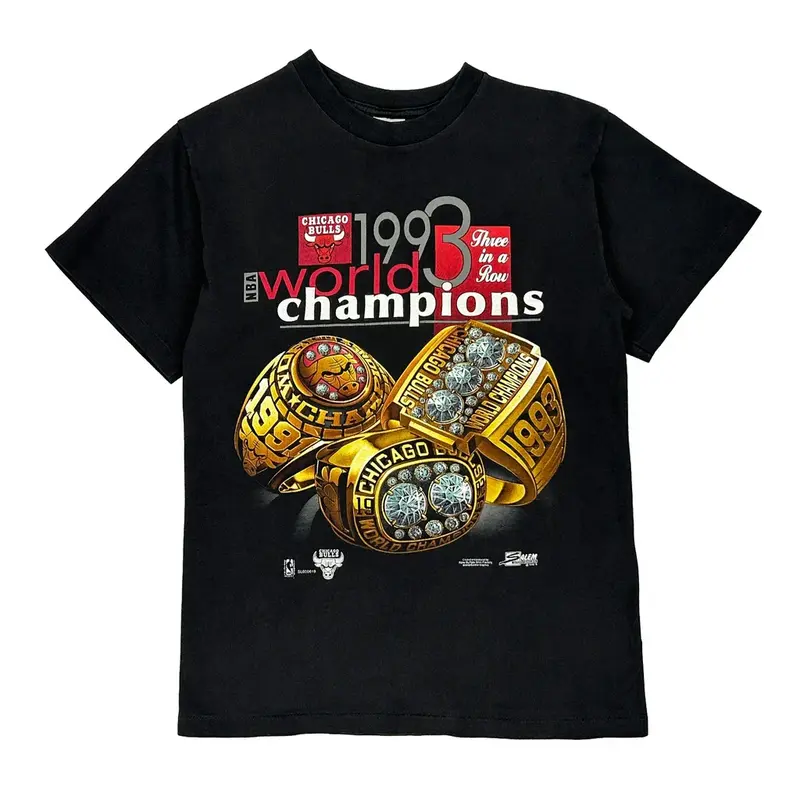 Single Stitch Chicago Bulls Salem Nba T-Shirt - Medium Black Cotton