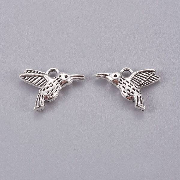 Tibetan Style Alloy Hummingbird Charms Pendants