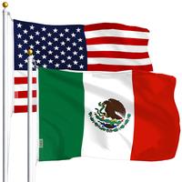 G128 Combo Pack: USA American Flag 3x5 Ft 75D Printed Stars & Mexico (Mexican) Flag 3x5 Ft 75D Printed