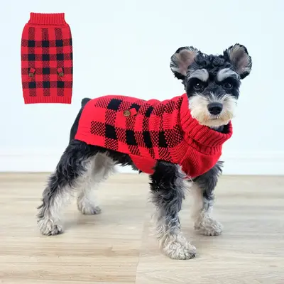 Plaid Print Pet Sweater, Soft Warm Pet Knitwear for Small Dogs, Casual Comfortable Pet Clothes for Autumn & Winter, Dog & Cat...