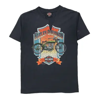 Billerica Massachusetts Harley Davidson Graphic T-Shirt - Medium Navy Cotton