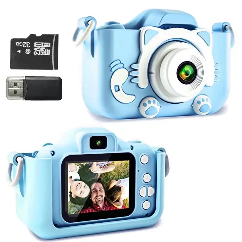 Compact Mini Digital Cameras, Portable Cute Cat Ear Shape Design Video Digital Camera with 32GB SD Card, USB Rechargeable Cam...