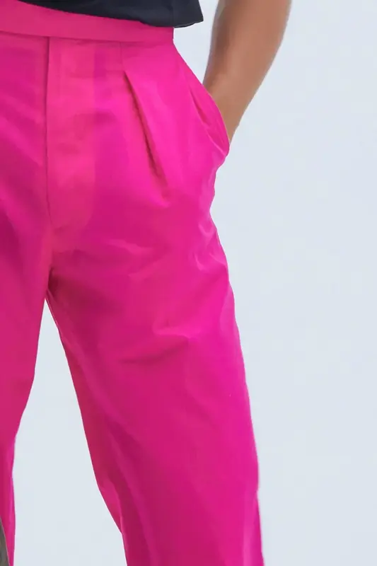 Pleated Wide Leg Trouser in Pink | Size: 32