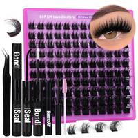40d 60d 80d Diy Eyelash Extension Kit Adhesive Tweezers Brush Removal Closed Eyelash Cluster Thick Natural Eyelash Extension ...