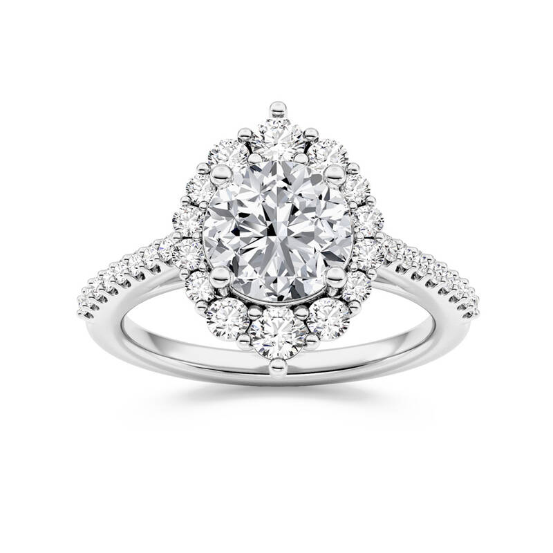 Ever Bloom Round Lab Grown Diamond Engagement Ring | 14K White Gold 3 3/4 CT. TW.