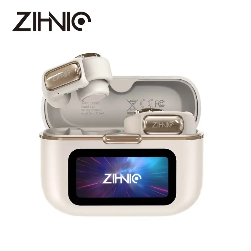 ZIHNIC S12 Open Earbuds, Wireless Headphones, LED Lights TouchscreenLight-Weight Earbuds Built-in Microphone, Power Digital D...