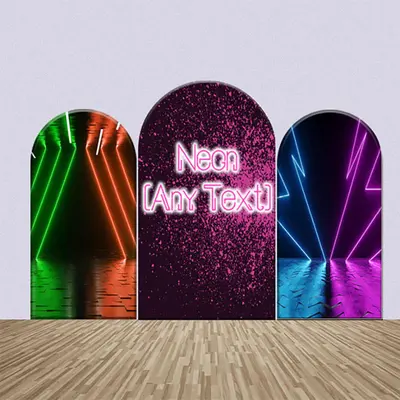 Any Text Glitter Neno Lights Party Arch Backdrop Kit - Aperturee