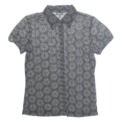 MEXX Sheer Womens Printed Shirt Black Collared Spotted M