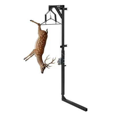 Garvee 500LBS Heavy-Duty Deer Hoist Kit with Winch & Gambrel, 360° Swivel & Adjustable Height, Steel Frame, Stable Platform ...