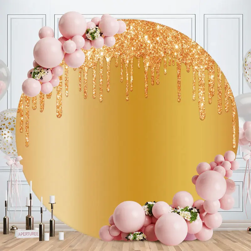 Aperturee Orange Mermaid Round Girls Birthday Backdrop | Round Party Backdrop | Circular Birthday Backdrop Cover | Round Back...