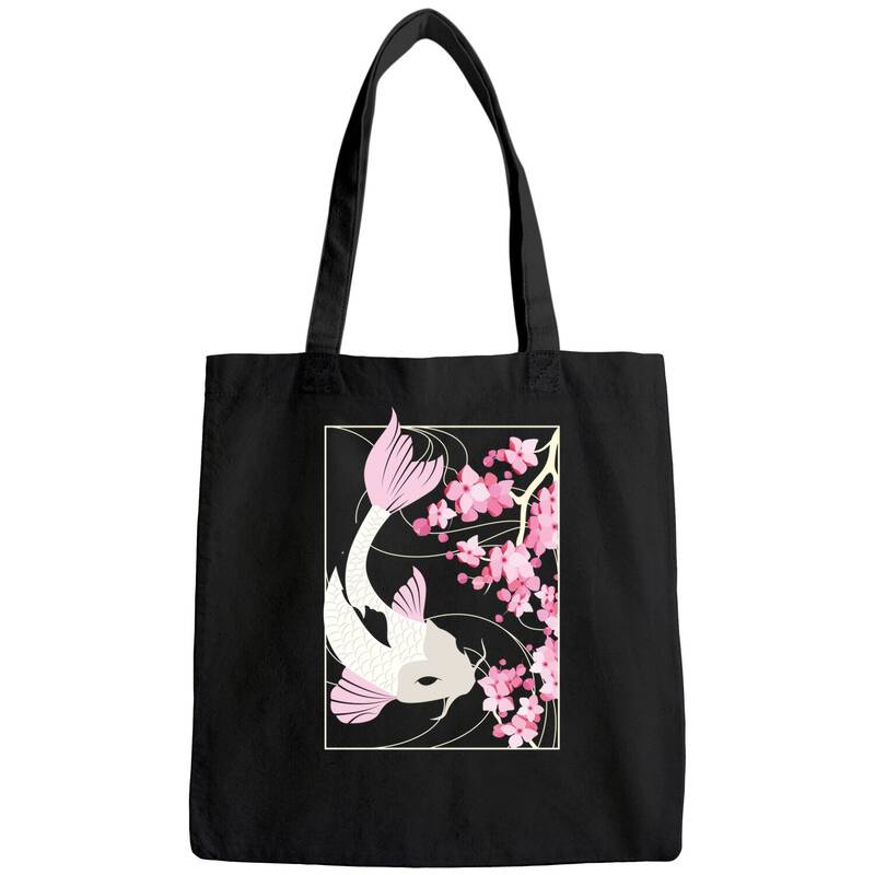 Vintage Cherry Blossom I Japanese Fish I Koi Carp Tote Bag