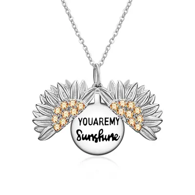 You are My Sunshine Sunflower Necklace in Rose Gold Sterling Silver