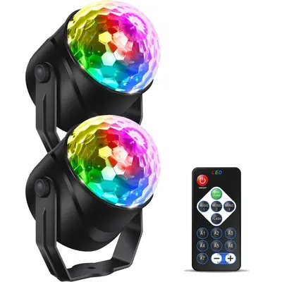 Music Sound Activated Party Light, RGB 7 Colors Changing DJ Light with Remote Control, Sound Control Stage Light for Home Par...