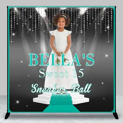 Aperturee Black Green Custom Sweet 15 Sneaker Ball Backdrop - Aperturee