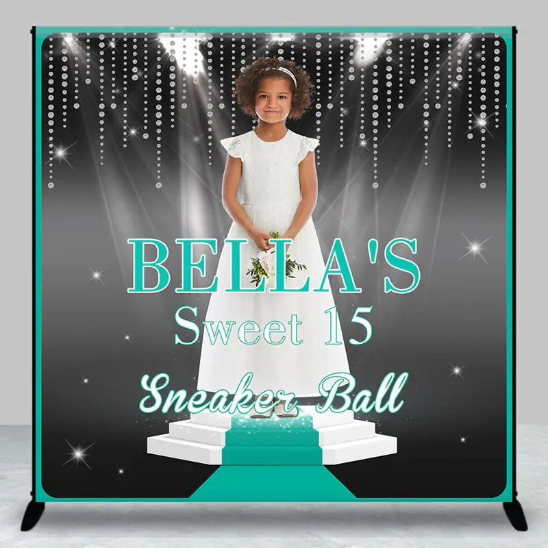 Aperturee Black Green Custom Sweet 15 Sneaker Ball Backdrop - Aperturee