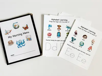 Personalized Toddler Morning Menu Bundle with 48 Activity Pages | Toddler Busy Book|Toddler Workbook|Homeschool Curriculum