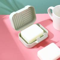 Portable Soap Dish with Lid, 1/2 Counts Waterproof Plastic Soap Dish, Soap Storage Tool for Bathroom & Dormitory, Summer Fat...