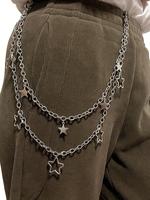 Elegant Star Detail Double Layered Chain Belt, Punk Retro Alloy Waist Chain, Hip-hop Rock Waist Chain, Fashion All-match Clot...