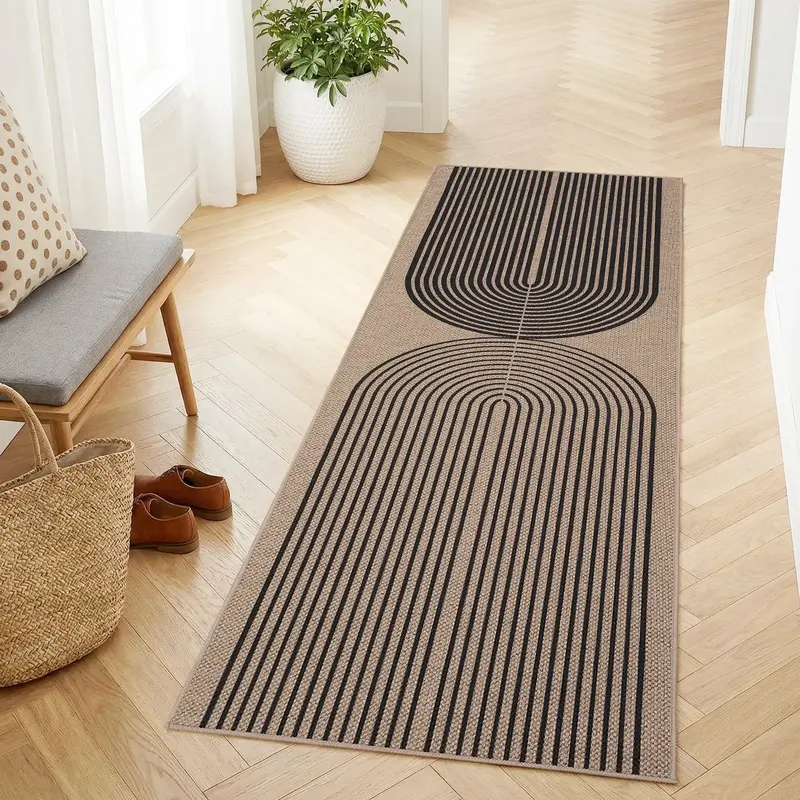 Garvee Modern Jute Runner Rug - Non-Slip, Washable, Arch Striped, mark Resistant, Non-Shedding Carpet for Entryway, Kitchen, ...