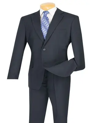 Vinci Men's 2-Piece Poplin Suit - 2-Button Jacket & Flat-Front Pants | Discount